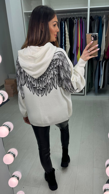 Sheri Embellished Angel Wing Back Hoodie
