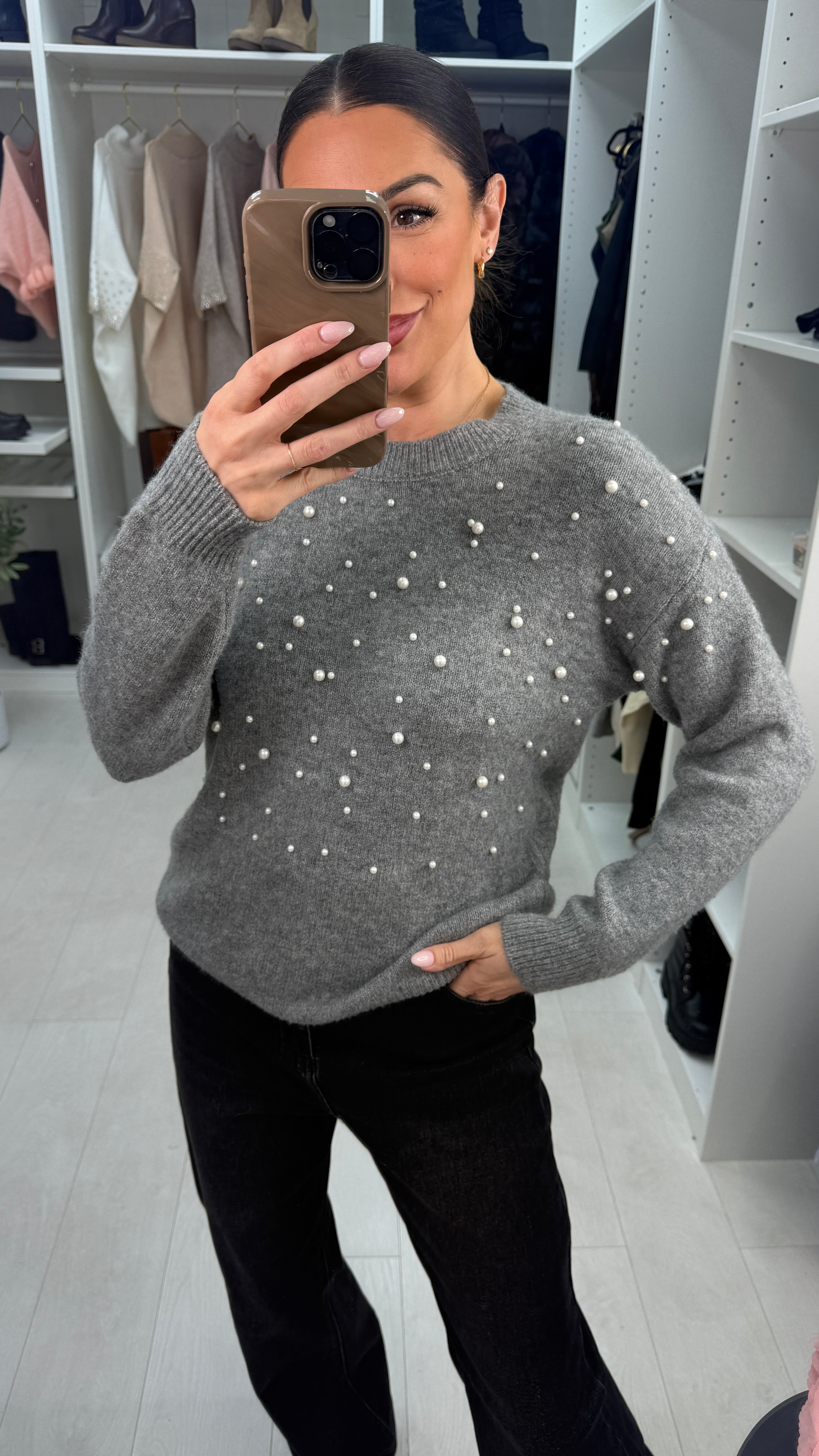 Inez Pearl Detailed Super Soft Jumper