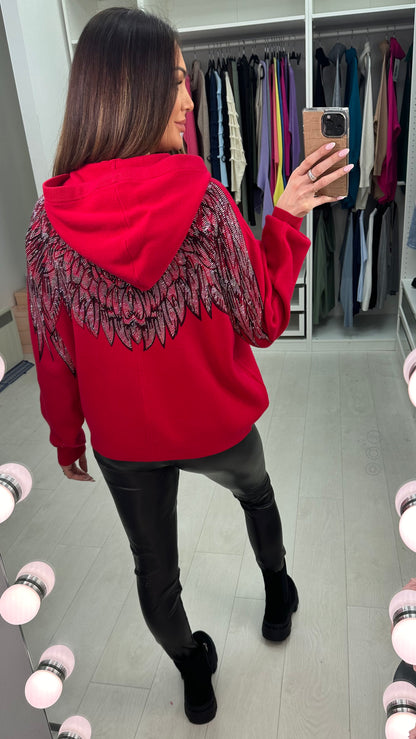 Sheri Embellished Angel Wing Back Hoodie