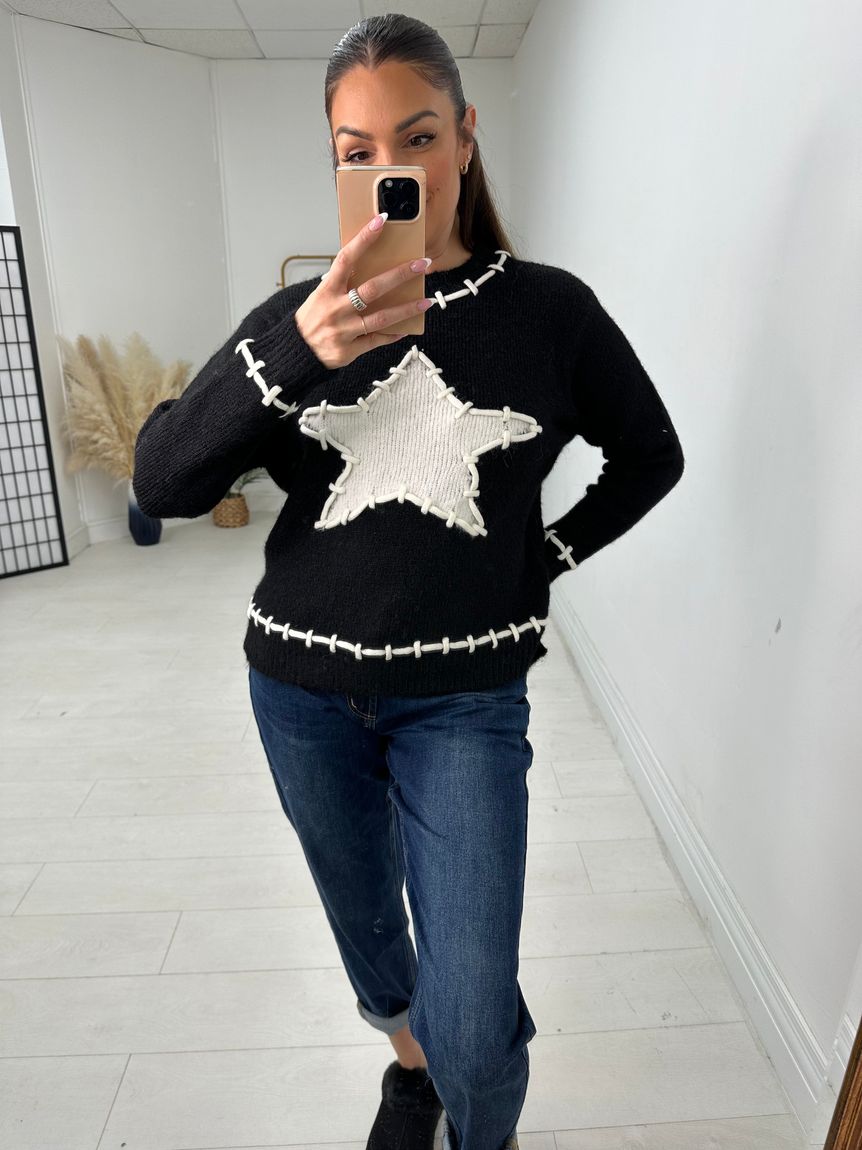 Bailey Stitched Star Detailed Knitted Jumper