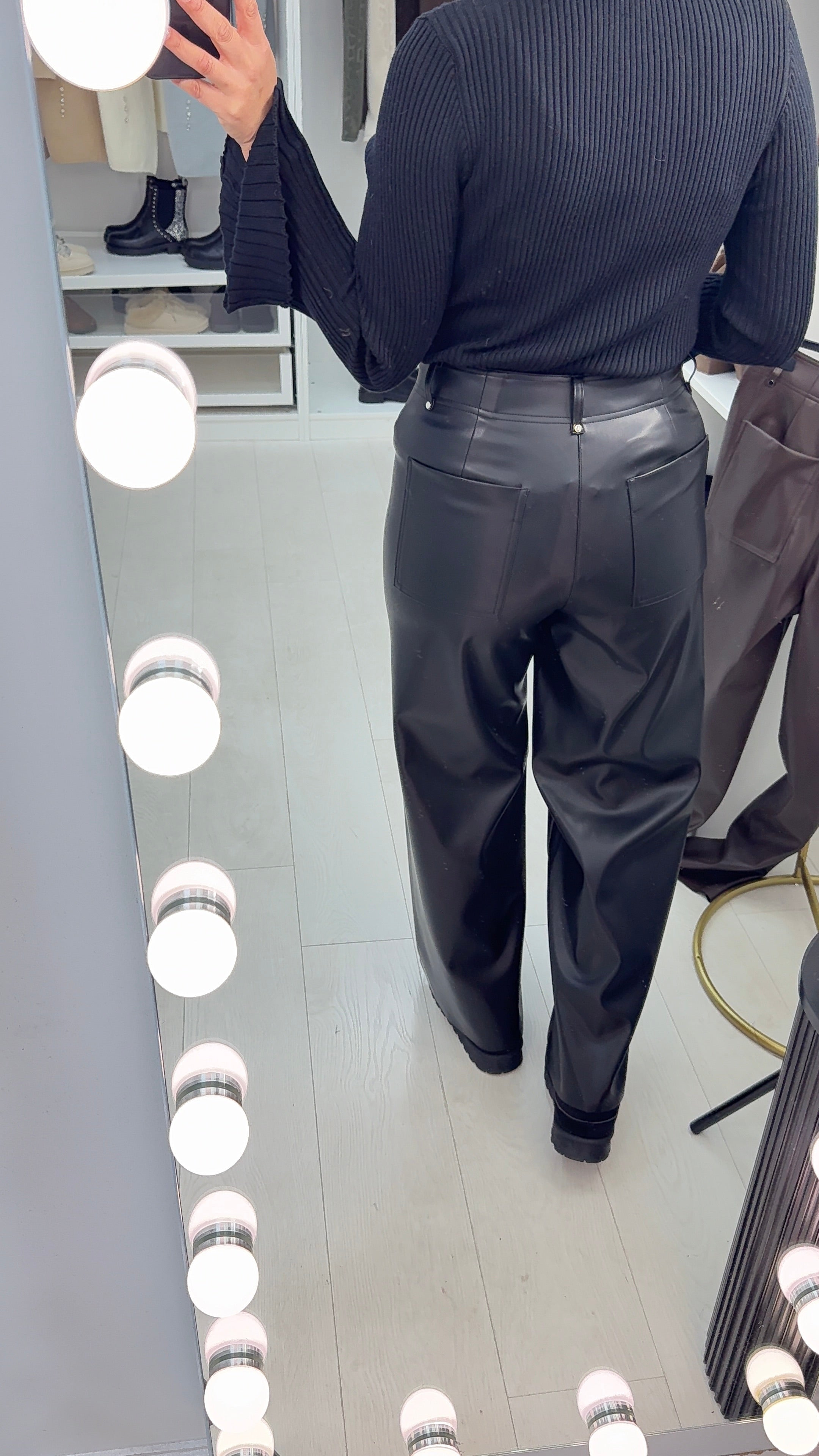 Felis Leather Look Wide Leg Trousers