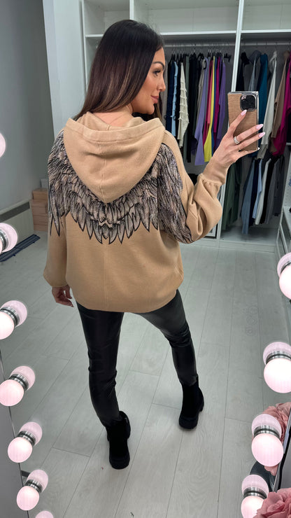 Sheri Embellished Angel Wing Back Hoodie