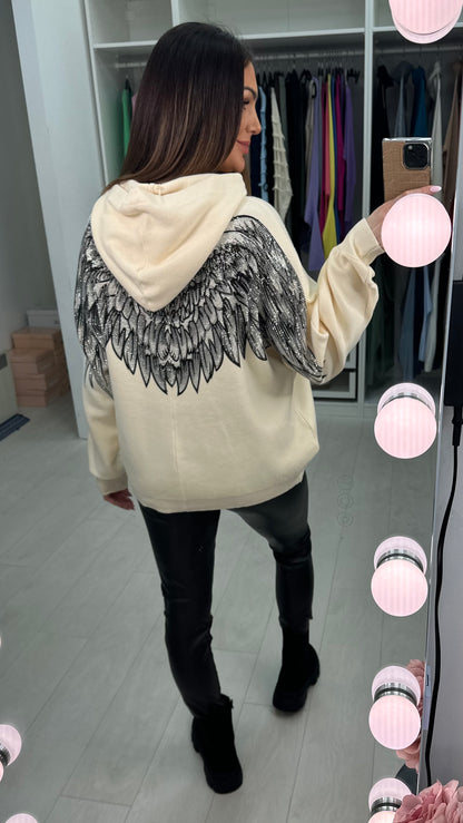 Sheri Embellished Angel Wing Back Hoodie