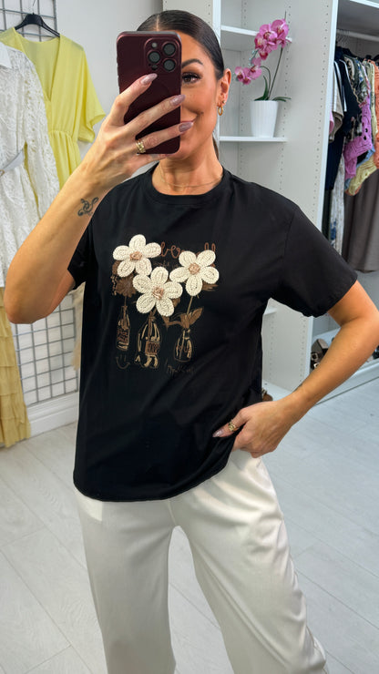 Corinne 'Flowers For You' Slogan T-Shirt