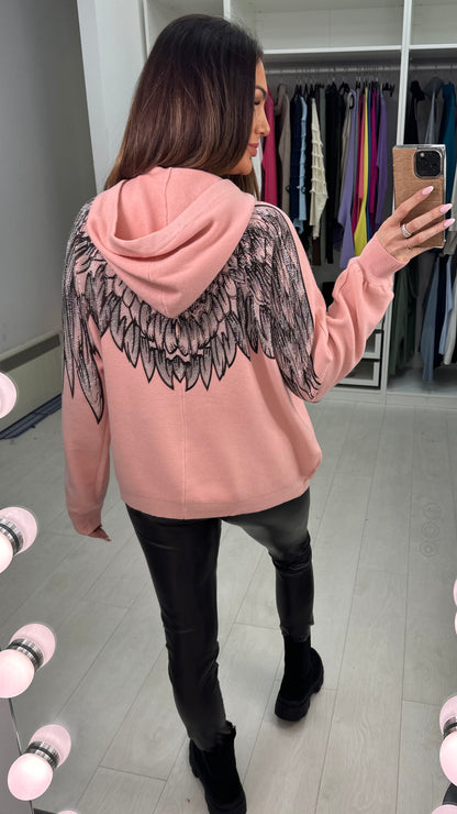 Sheri Embellished Angel Wing Back Hoodie