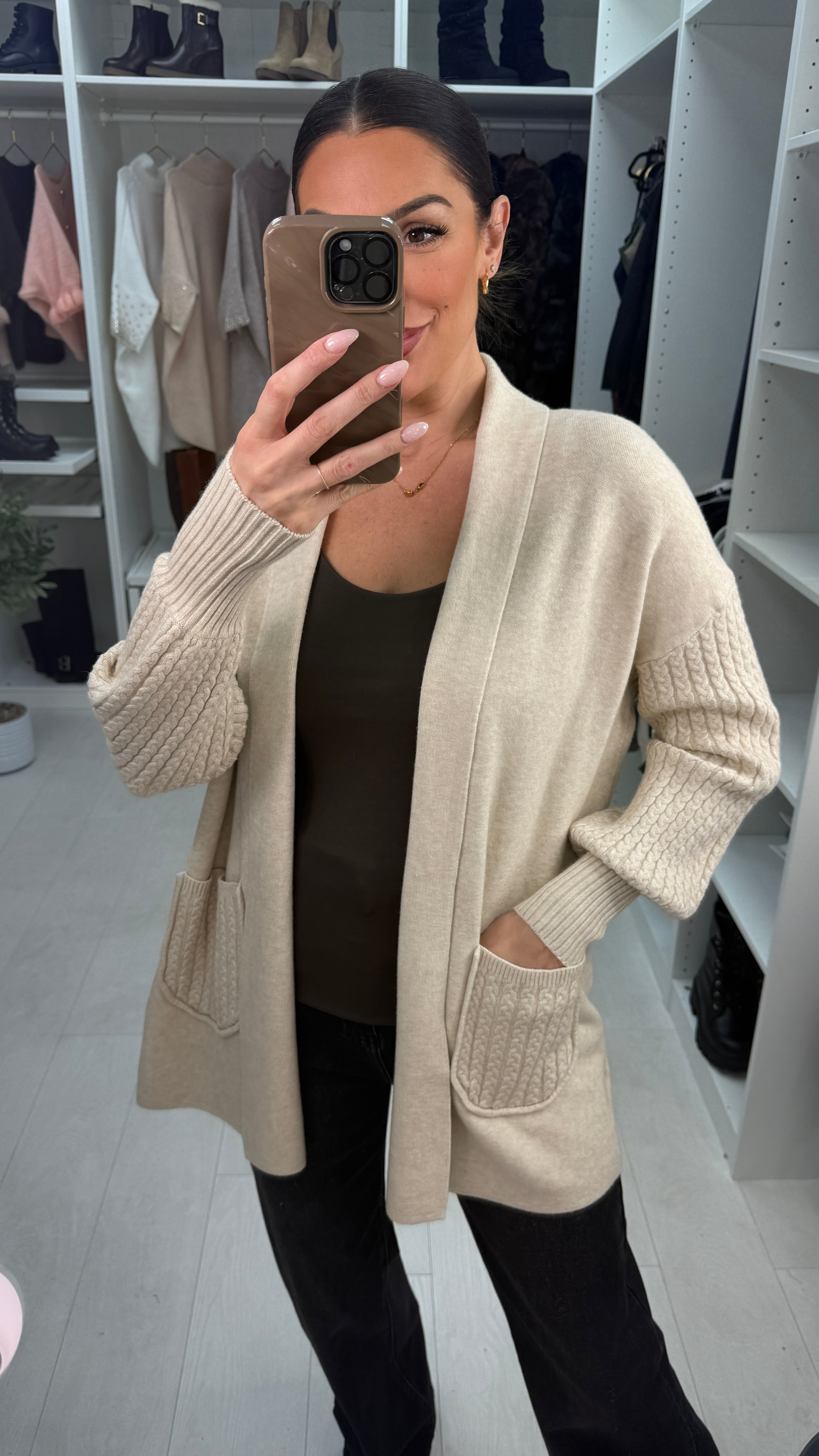 Dominica Cable Detail Knitted Longline Cardigan