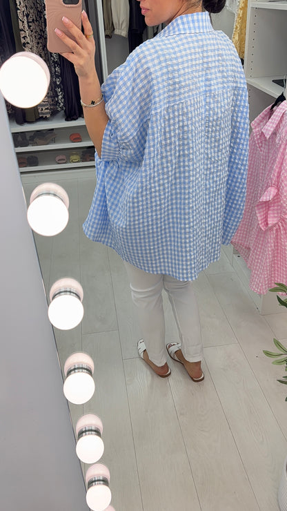 Lula Embellished Loose Fit Checked Shirt