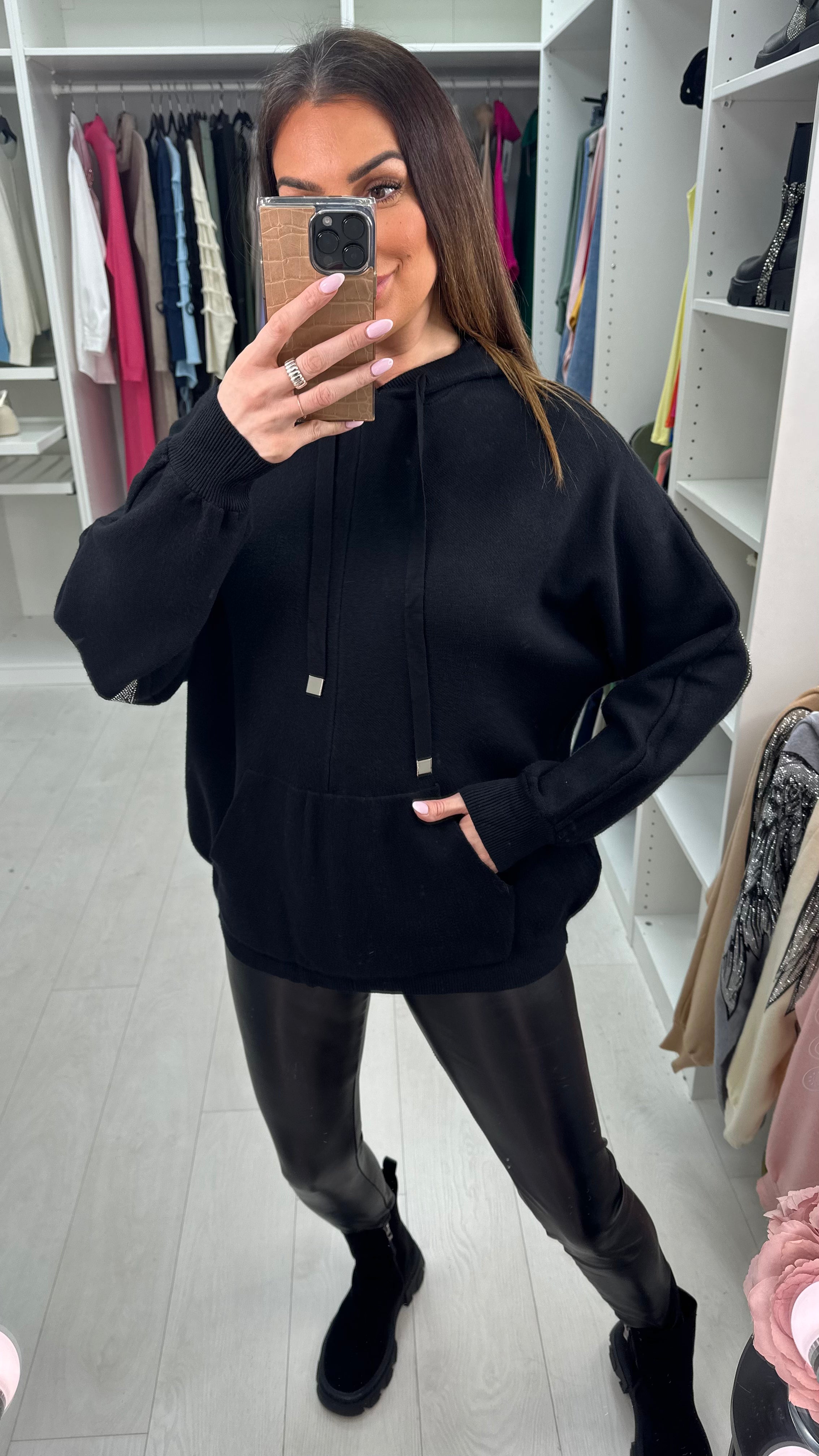 Sheri Embellished Angel Wing Back Hoodie