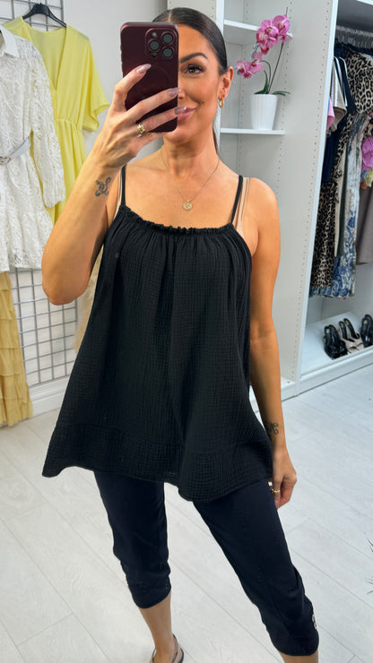 Alanna Plain Cheesecloth Strappy Top