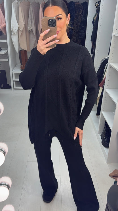 Elisha Plain Cable Knit Loungewear Set