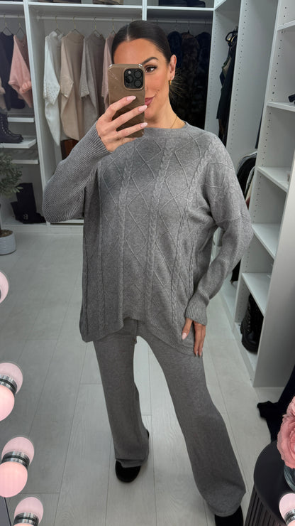 Elisha Plain Cable Knit Loungewear Set