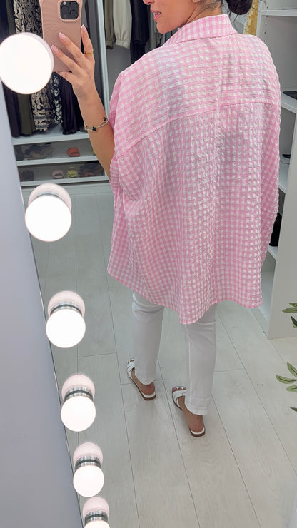 Lula Embellished Loose Fit Checked Shirt
