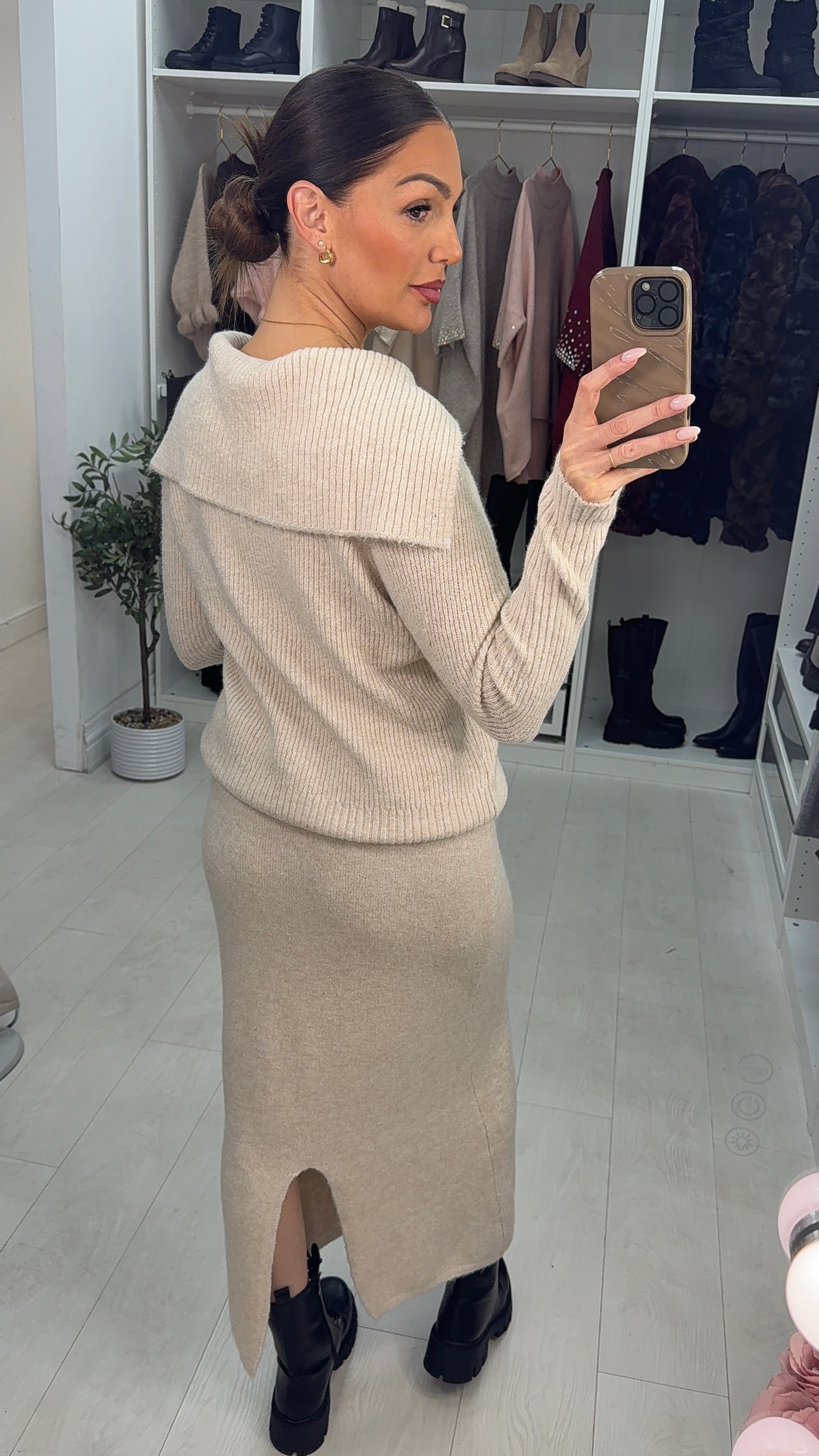 Tarissa Plain Ribbed Zip Front Skirt Co-Ord Set