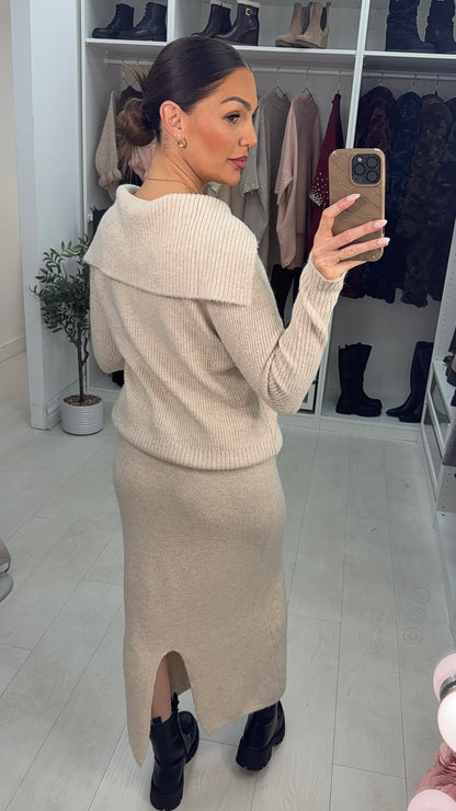 Tarissa Plain Ribbed Zip Front Skirt Co-Ord Set