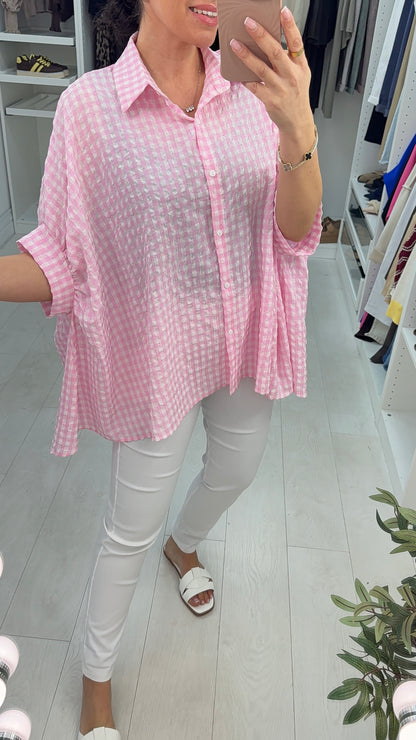 Lula Embellished Loose Fit Checked Shirt