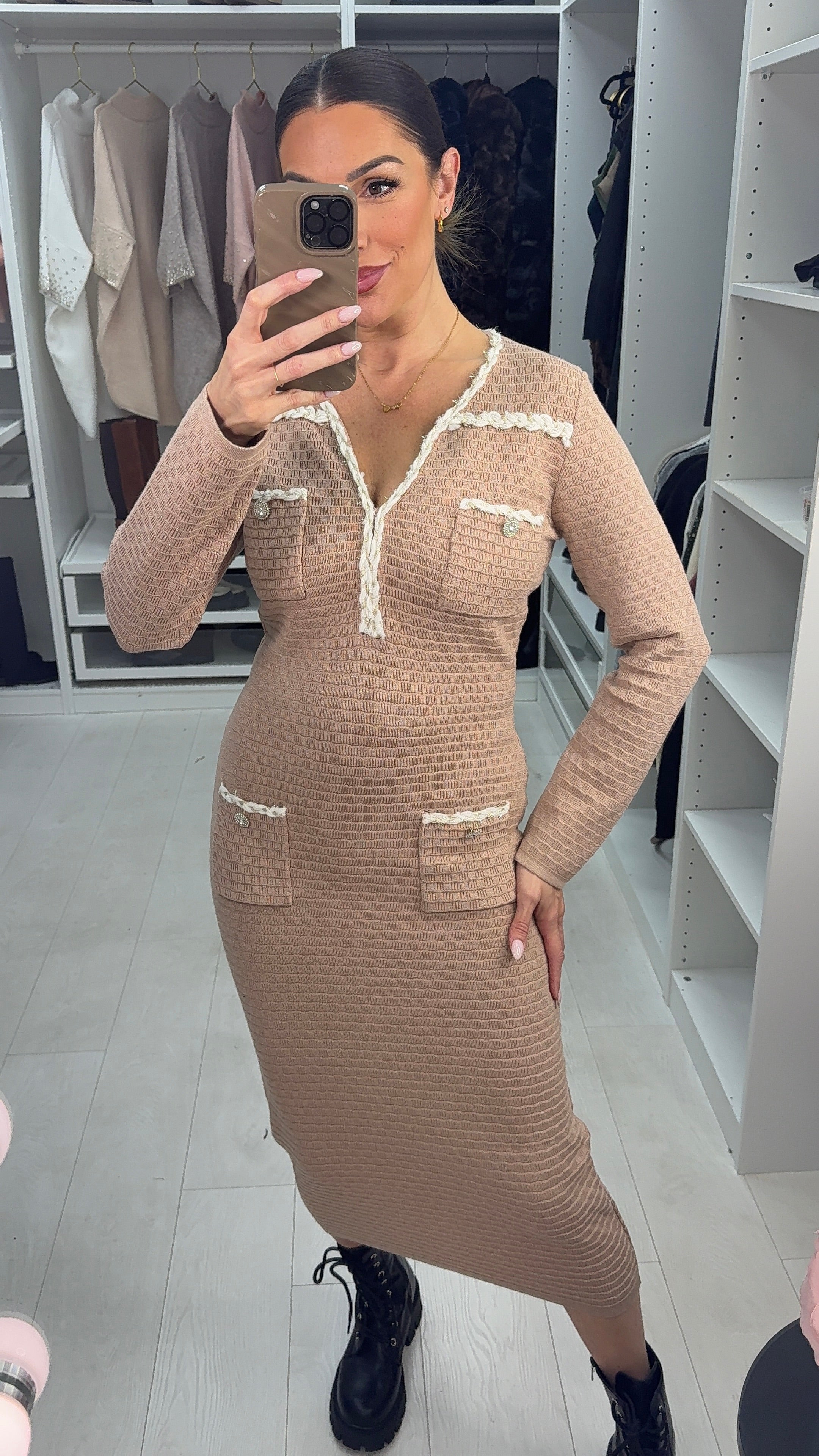 Verona Embellished Hem V Neck Lurex Maxi Dress