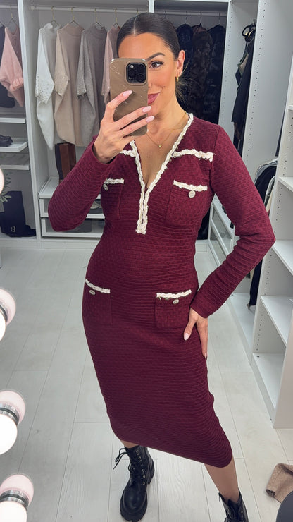 Verona Embellished Hem V Neck Lurex Maxi Dress