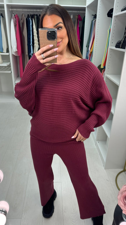 Keleigh Plain Ribbed Loungewear Set
