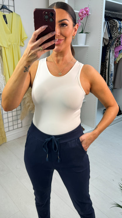 Elizabeth Plain Round Neck Scuba Bodysuit