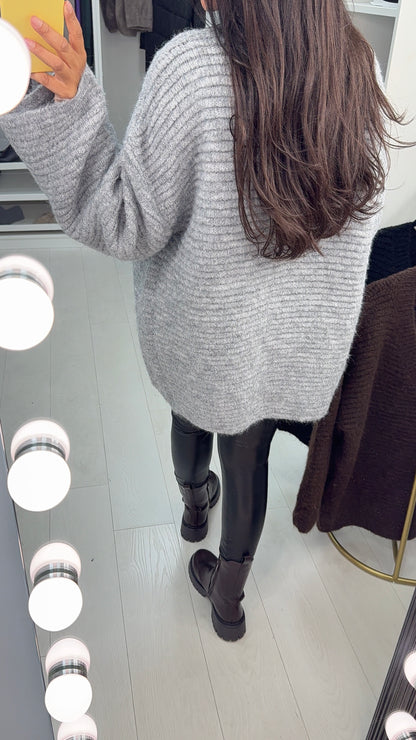 Emmy Plain Button Front Oversized Cardigan