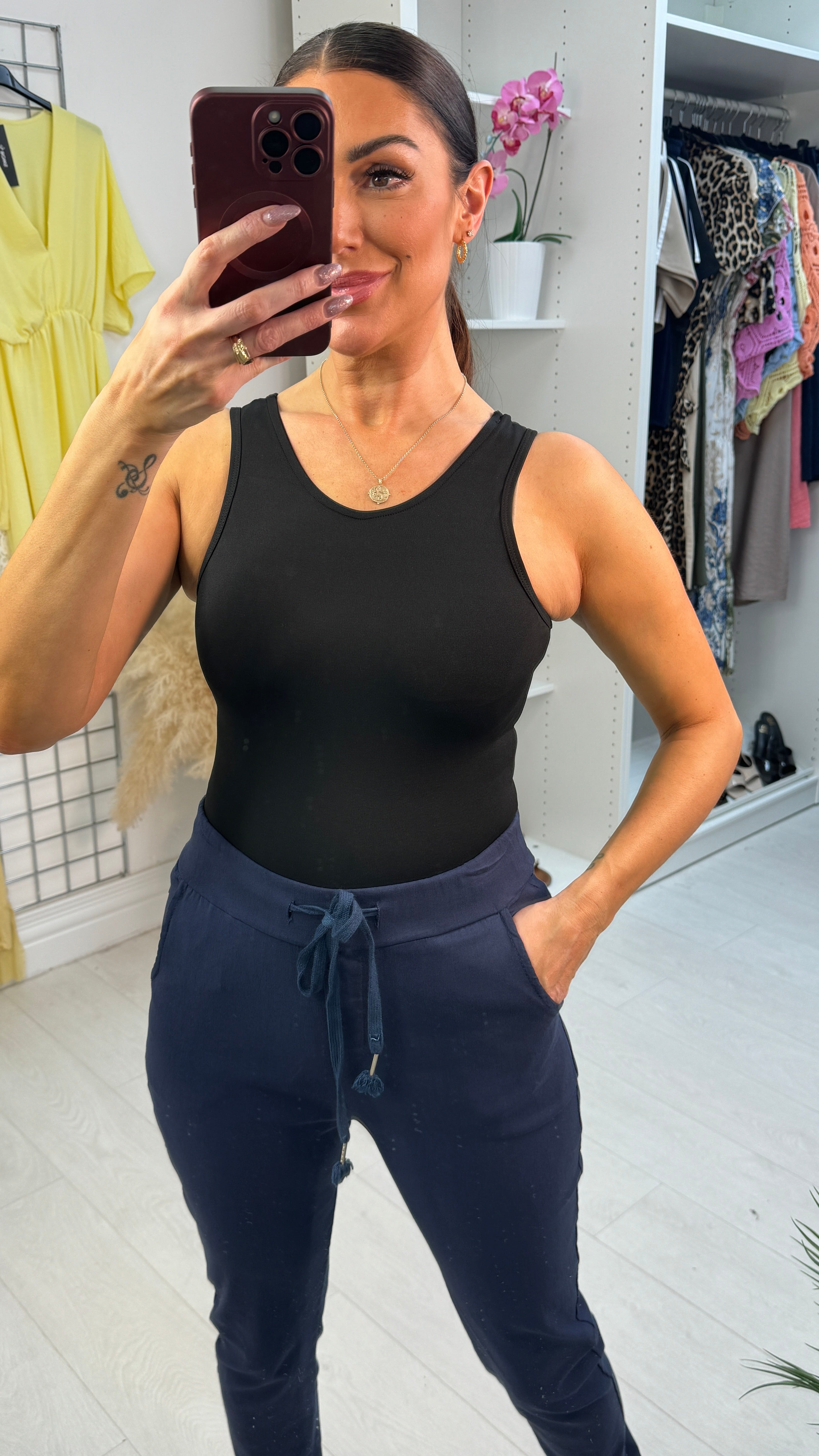 Elizabeth Plain Round Neck Scuba Bodysuit