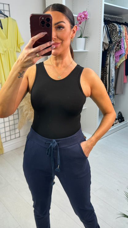 Elizabeth Plain Round Neck Scuba Bodysuit