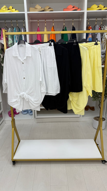 Mercia Plain Tie Front Cheesecloth Co-Ord Set