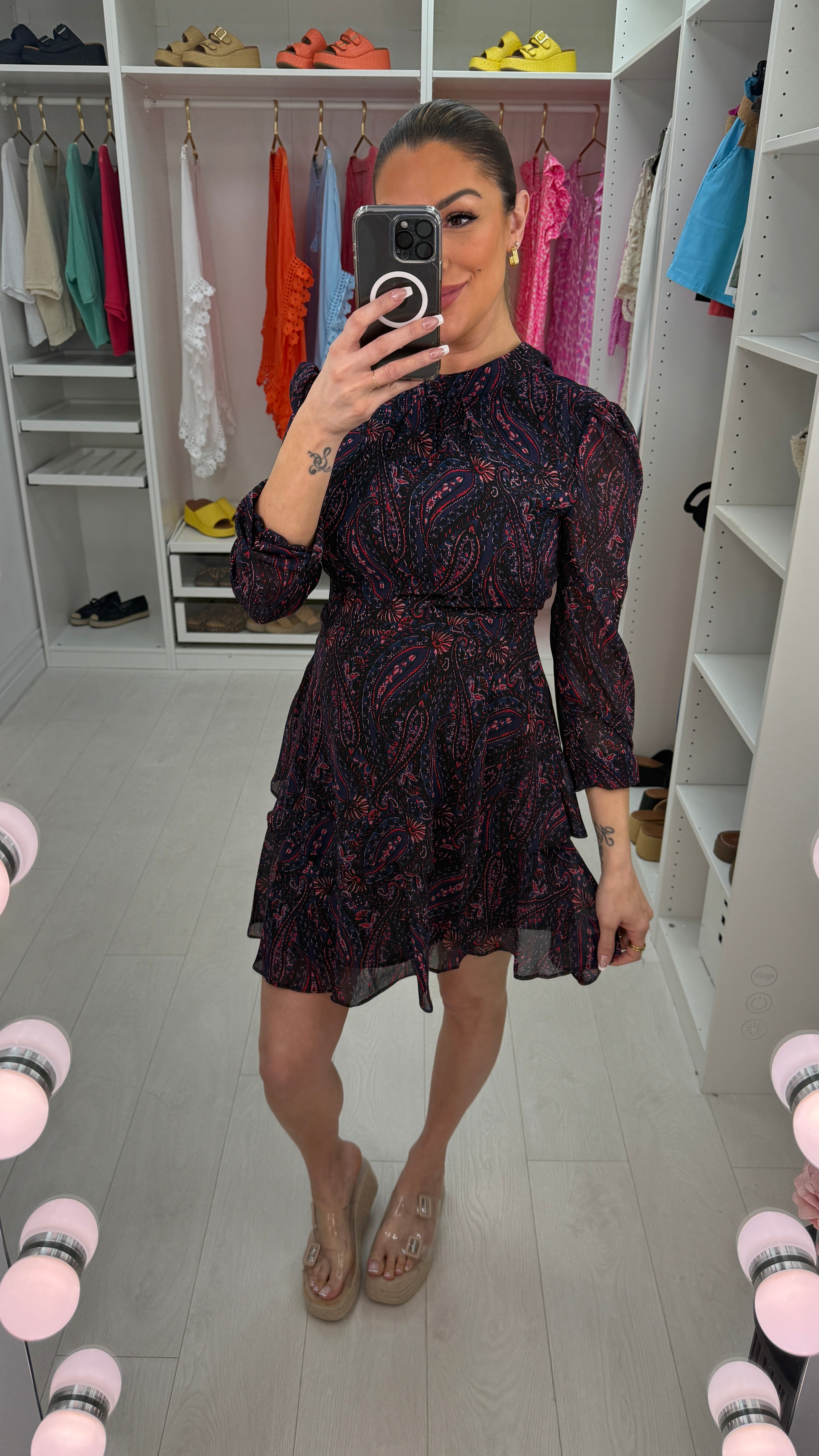 Milburn Paisley Print Tiered Hem Dress