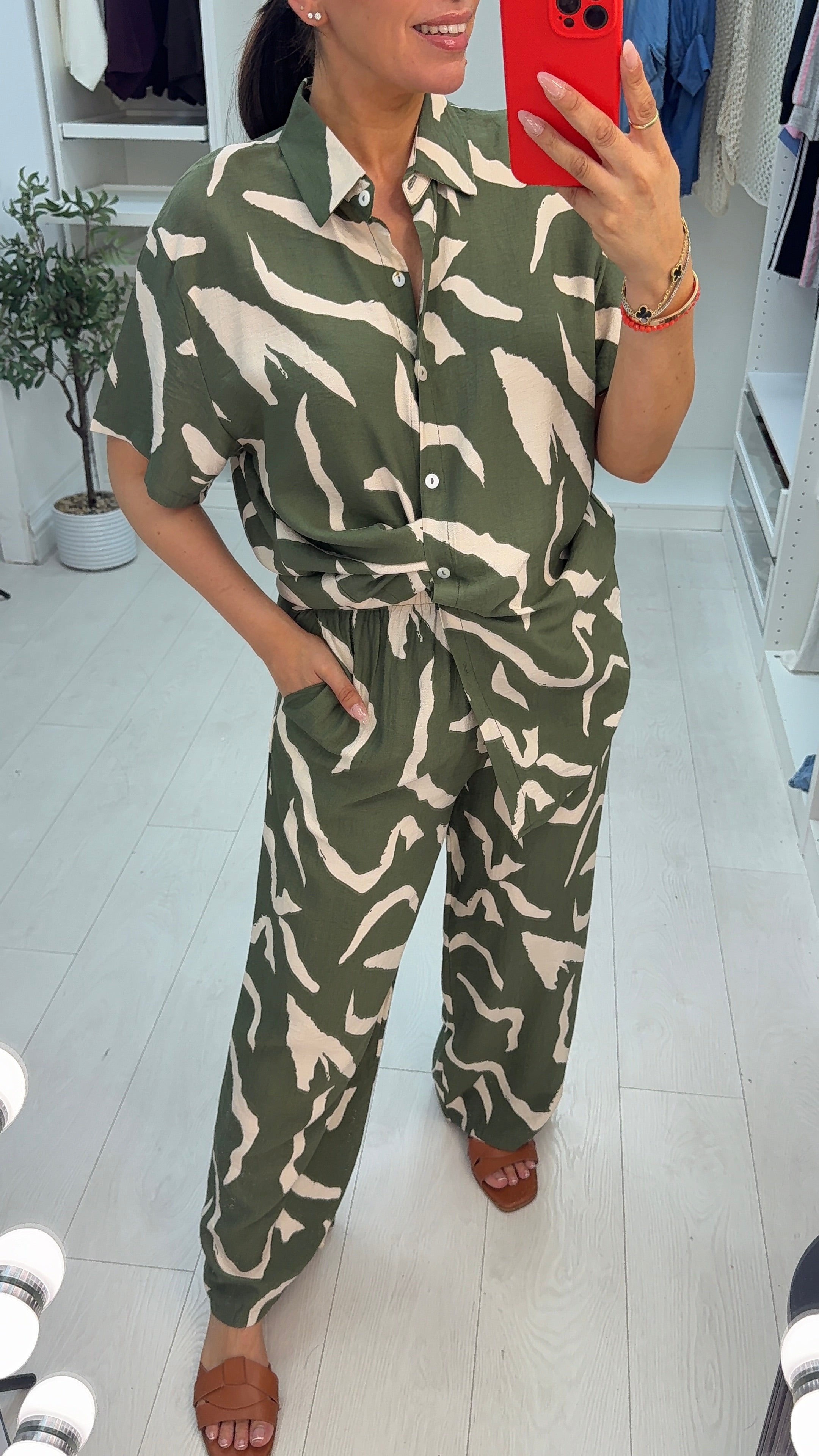 Leora Abstract Print Shirt Co-Ord Set