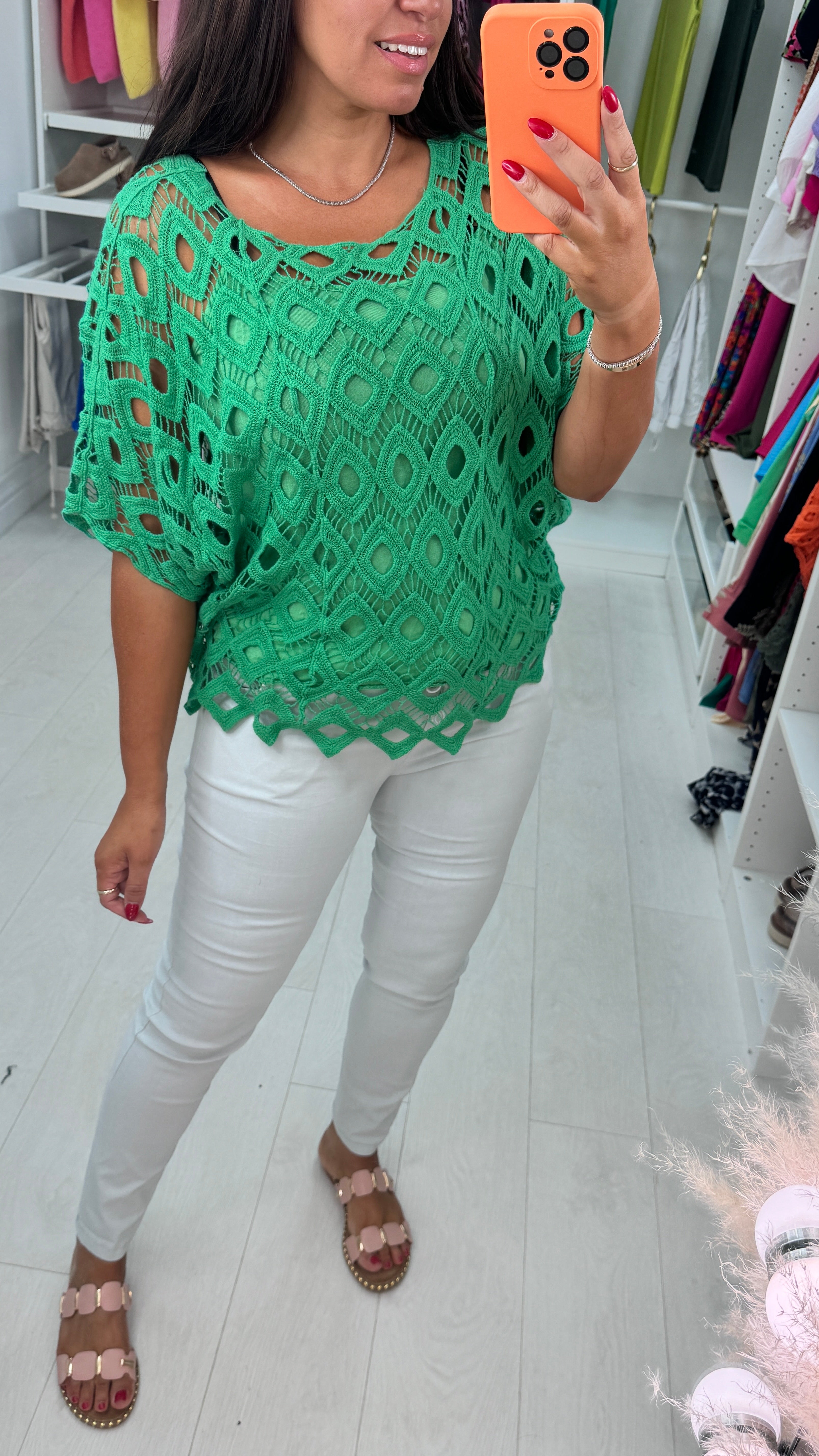 Naida Crochet Batwing Top