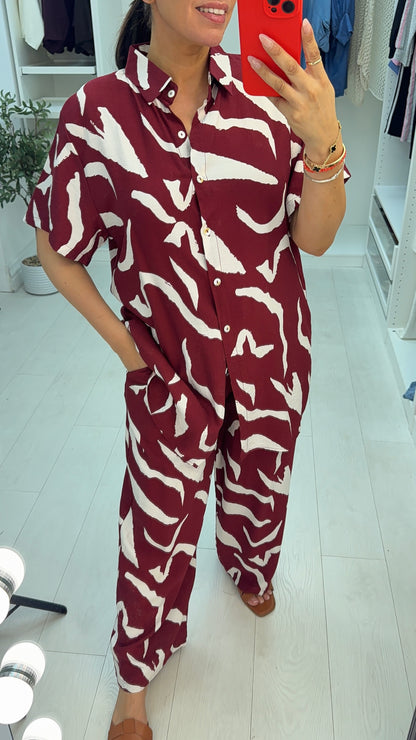 Leora Abstract Print Shirt Co-Ord Set