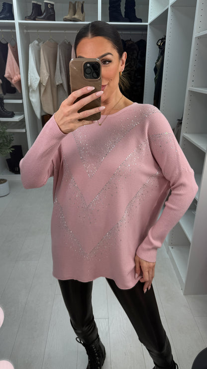 Mariela Diamante Detail Ribbed Loose Fit Jumper