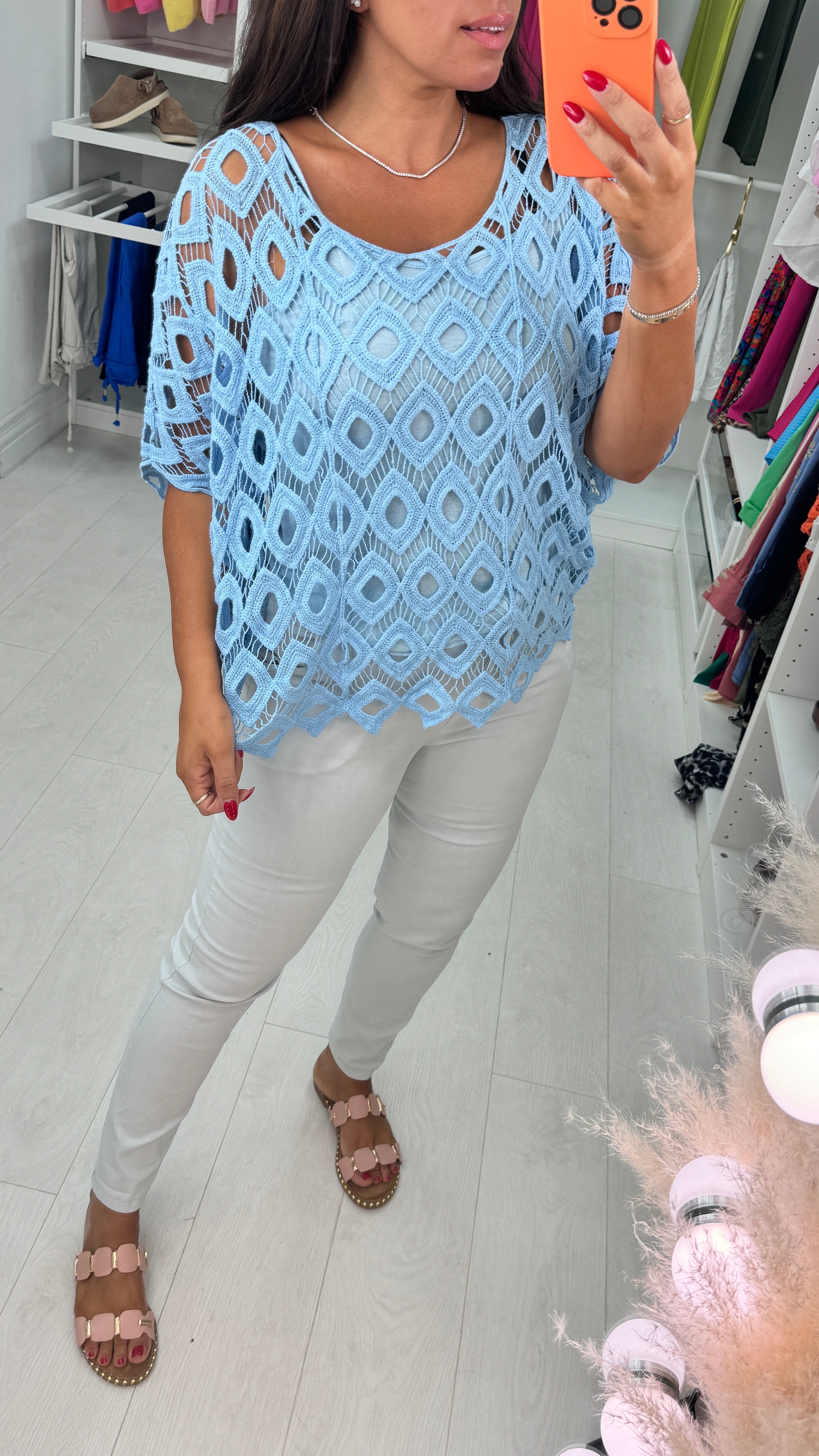 Naida Crochet Batwing Top