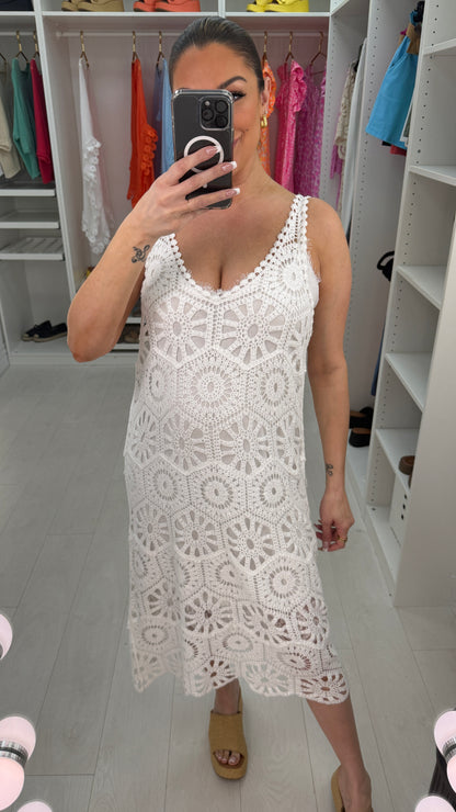 Aloe Plain Crochet Midi Dress