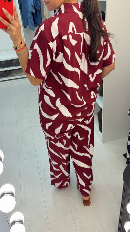 Leora Abstract Print Shirt Co-Ord Set