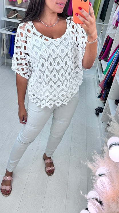 Naida Crochet Batwing Top