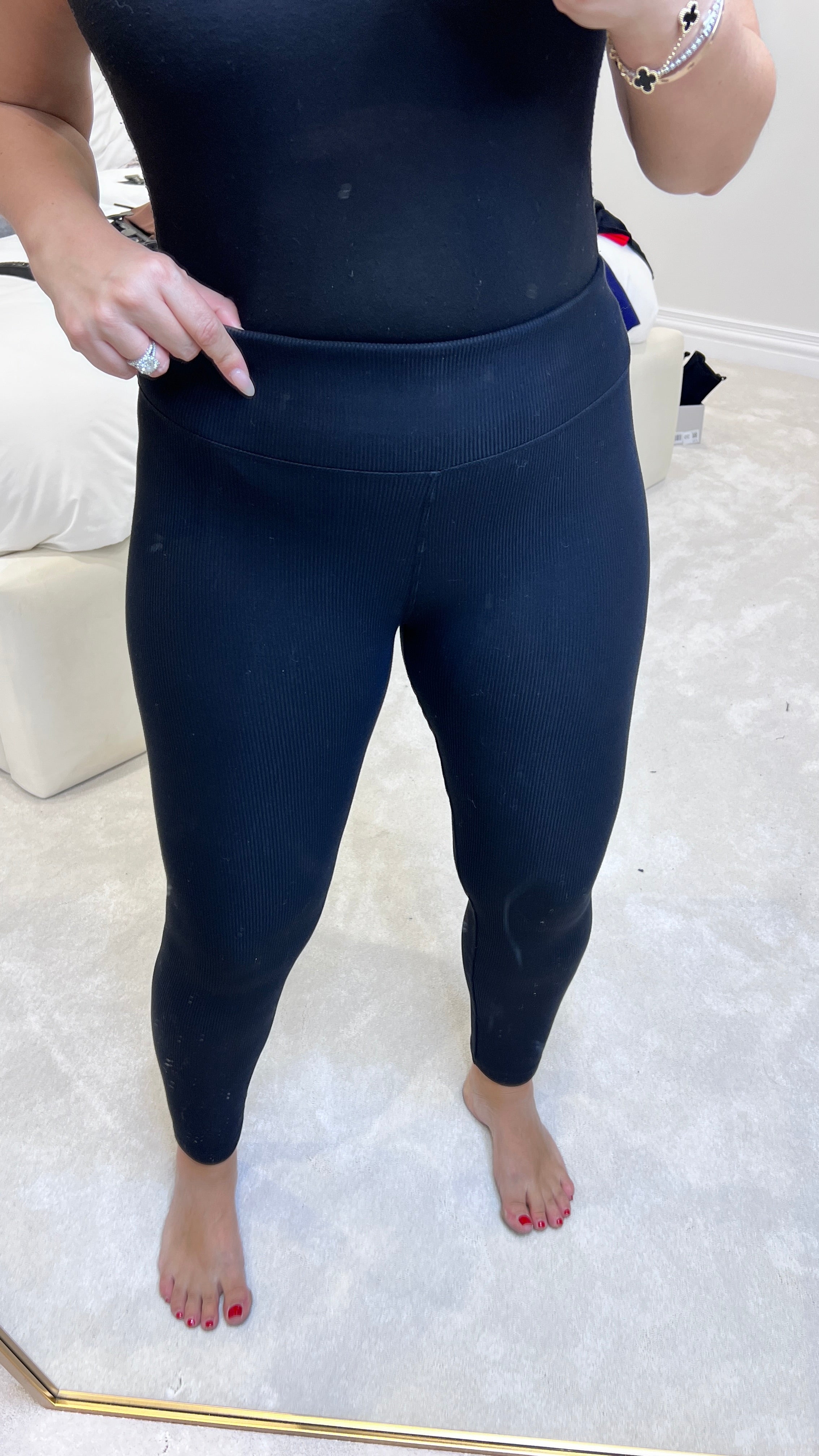 Toby Black Thermal Rib Stretch Leggings