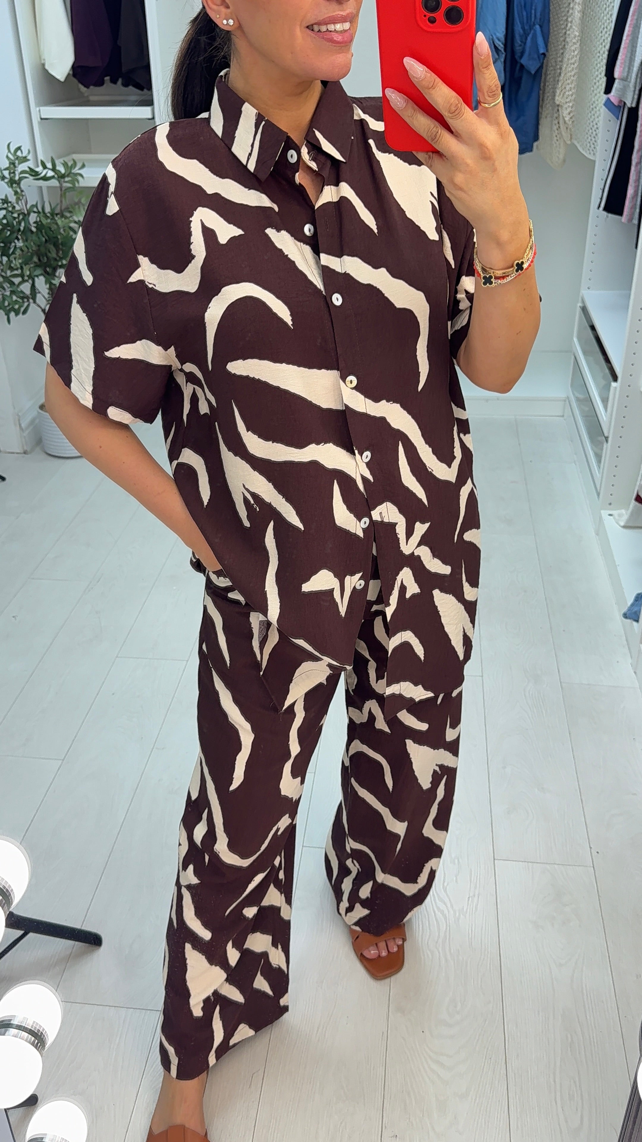 Leora Abstract Print Shirt Co-Ord Set