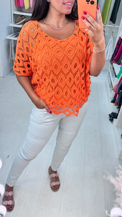 Naida Crochet Batwing Top