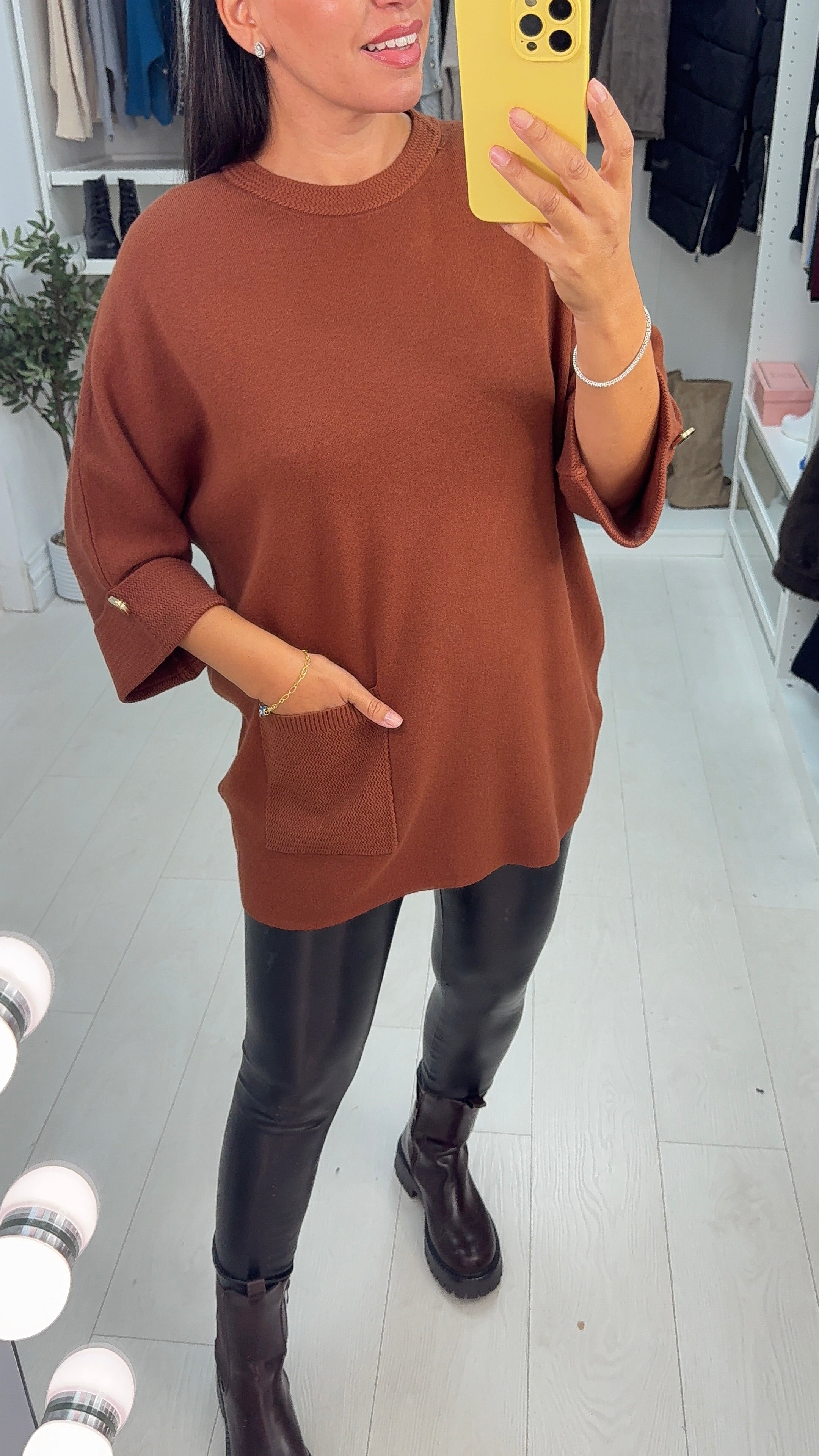 Tosha Plain Loose Fit Longline Jumper