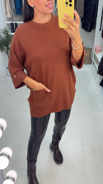 Tosha Plain Loose Fit Longline Jumper