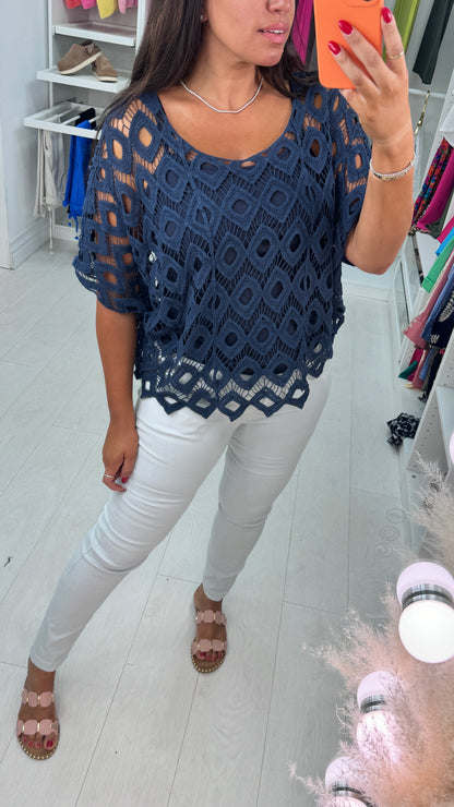 Naida Crochet Batwing Top