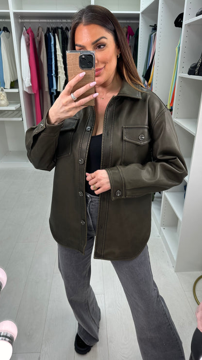 Brooklyn Dipped Hem Faux Leather Shirt