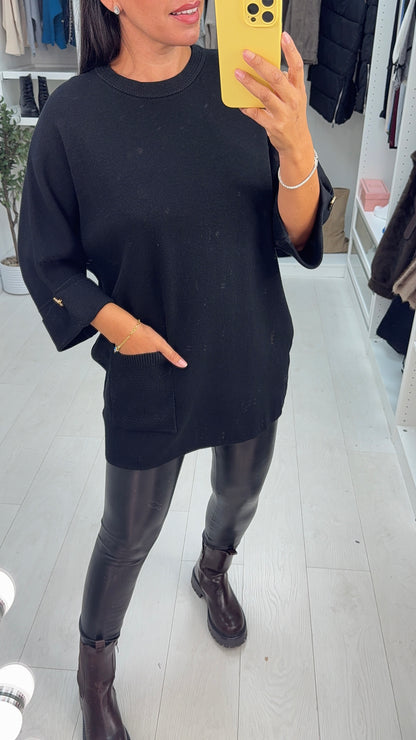 Tosha Plain Loose Fit Longline Jumper