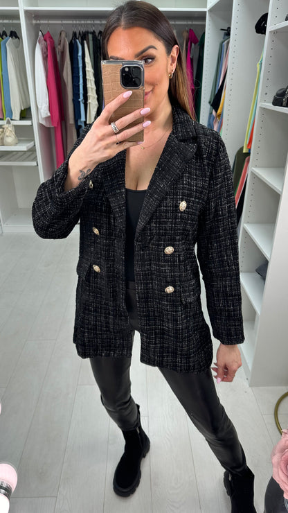 Amelia Embellished Button Tweed Jacket