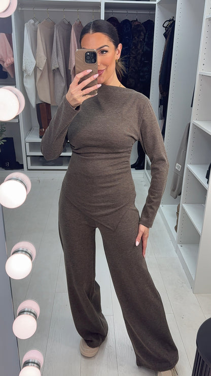 Fatima Plain Asymmetric Top Loungewear Set