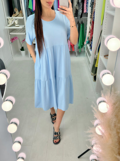 Katey Plain Jersey Tiered Smock T-shirt Dress