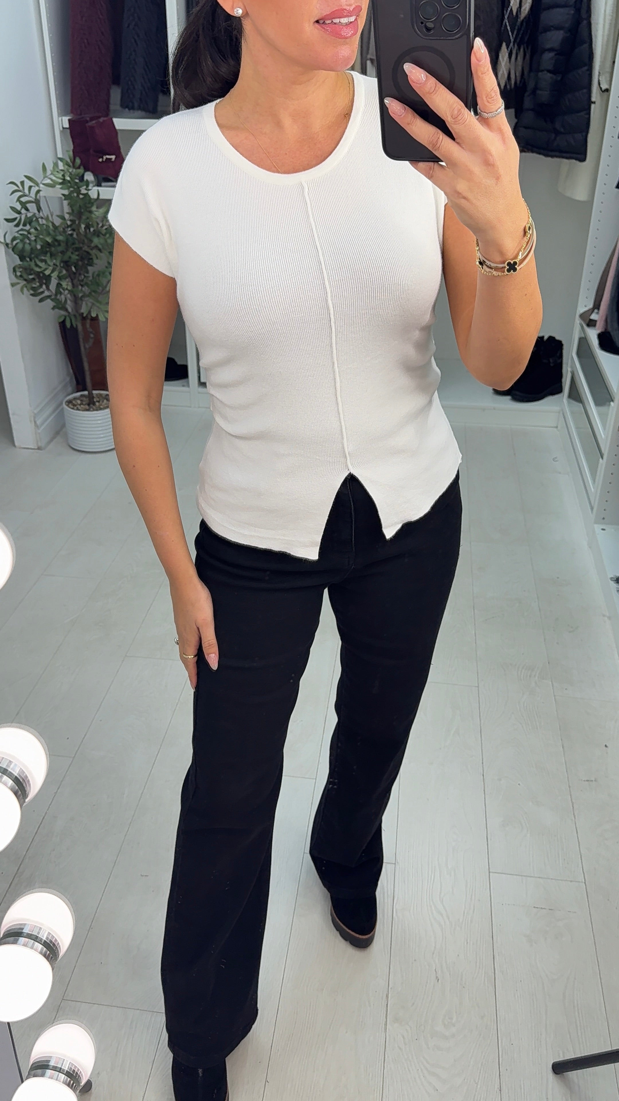 Elza Plain Ruched Side Knitted Top