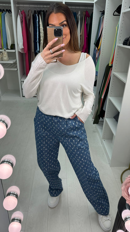 Riley Embellished Denim Trousers