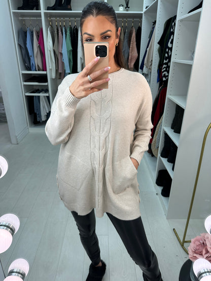 Joanna Cable Detail Pocket Front Jumper